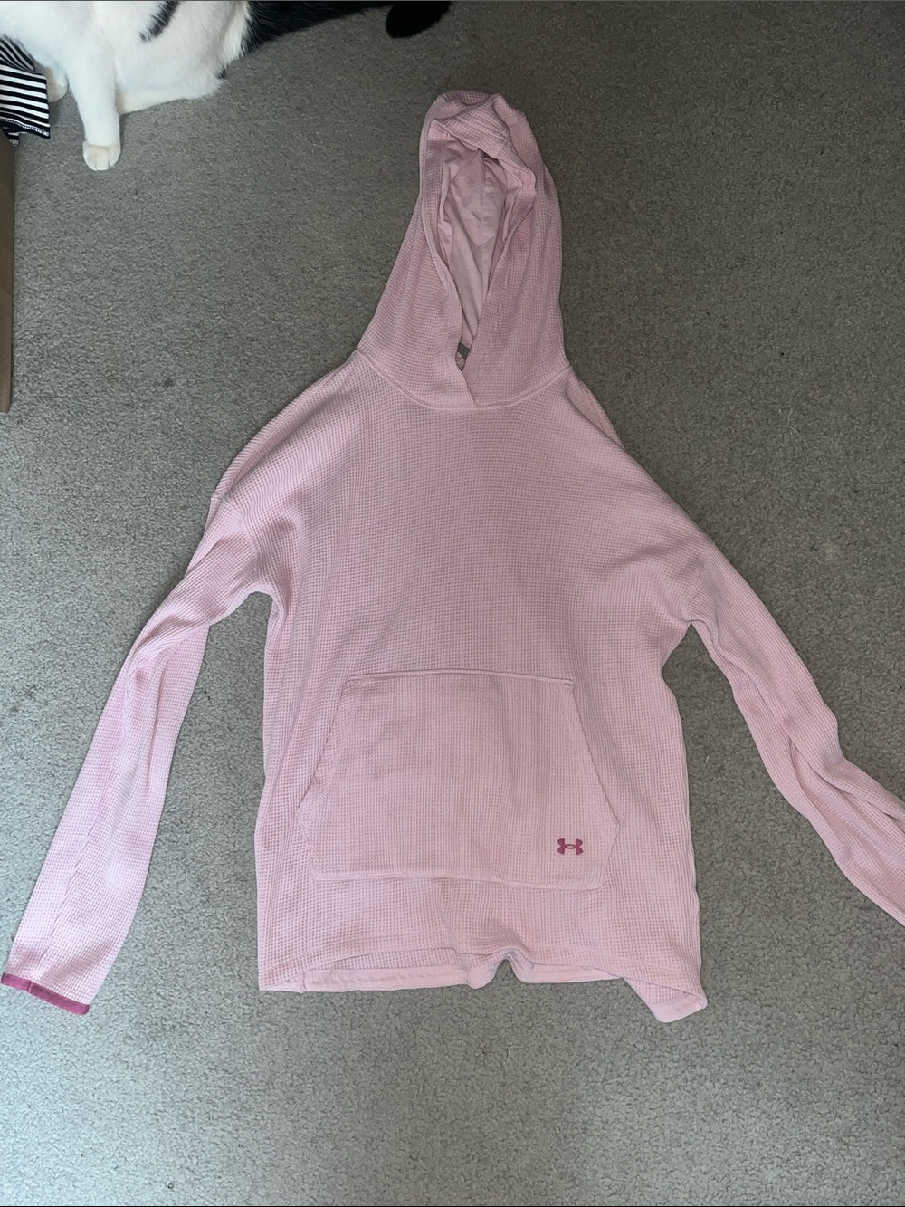 Under Armour Light Pink Waffle-Knit Hoodie Pullover